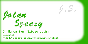jolan szecsy business card